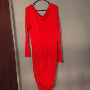 Orangish pink dress long and fitting